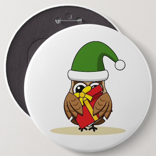Kerstmis met Cadeau Ronde Button 6,0 Cm (Voorkant /achterkant)
