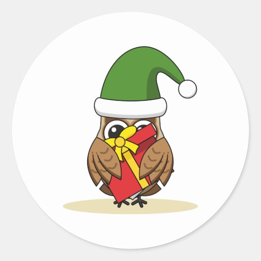 Kerstmis met Cadeau Ronde Sticker (Voorkant)
