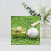 Kerstmis met cadeaus en bal feestdagenkaart (Staand voorkant)