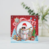 Kerstmis met cadeaus en bal feestdagenkaart (Staand voorkant)