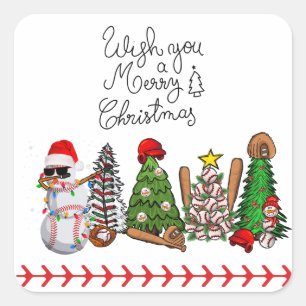 Kerstmis met cadeaus en bal vierkante sticker