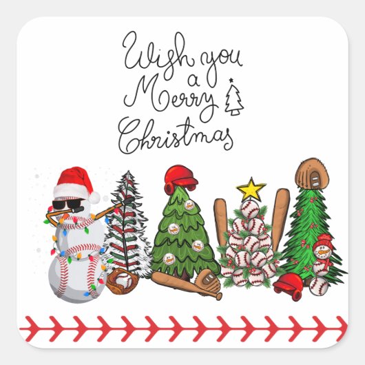 Kerstmis met cadeaus en bal vierkante sticker (Voorkant)