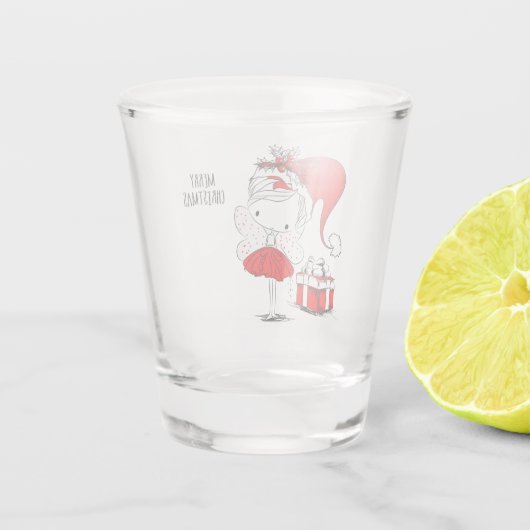 Kerstmis met cadeautjes shot glas (Achterkant)