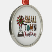 Kerstmis met cadeautjes voor kleine stedenkerst metalen ornament (Rechts)