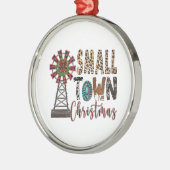 Kerstmis met cadeautjes voor kleine stedenkerst metalen ornament (Links)