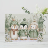 Kerstmis met charmante dieren Kerstmis Feestdagenkaart (Staand voorkant)