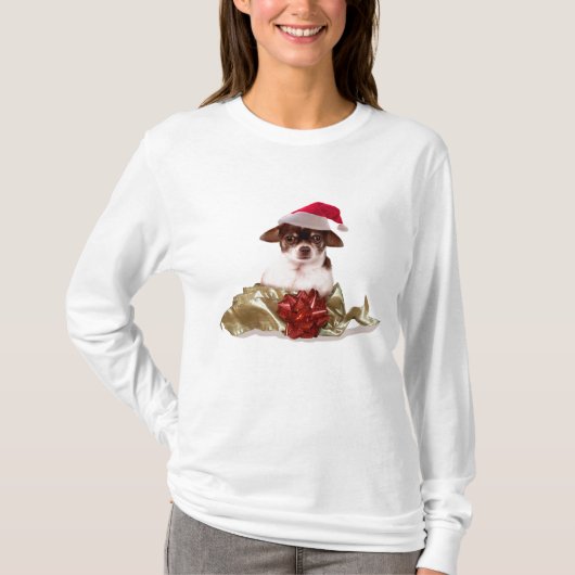 Kerstmis met Chihuahua-dames T-shirt (Voorkant)