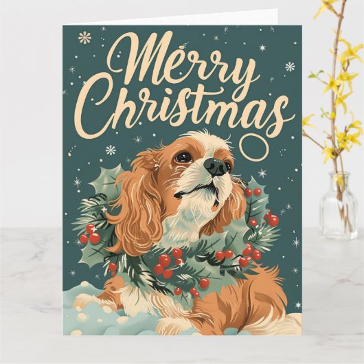 Kerstmis met Cocker Spaniel Kaart (Gele Bloem)