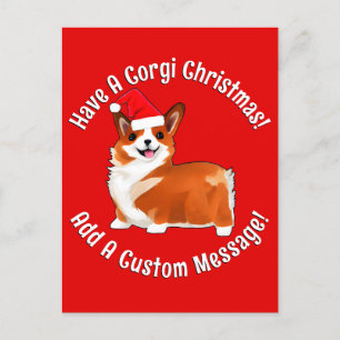Kerstmis met Corgi Dog met Santa Hat Briefkaart