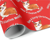 Kerstmis met Corgi Dog met Santa Hat Cadeaupapier (Rol Hoek)