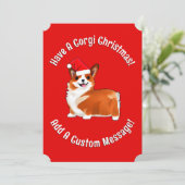 Kerstmis met Corgi Dog met Santa Hat Feestdagenkaart (Staand voorkant)