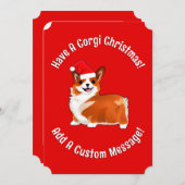 Kerstmis met Corgi Dog met Santa Hat Feestdagenkaart (Voorkant / Achterkant)
