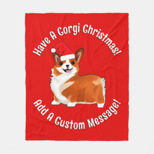 Kerstmis met Corgi Dog met Santa Hat Fleece Deken