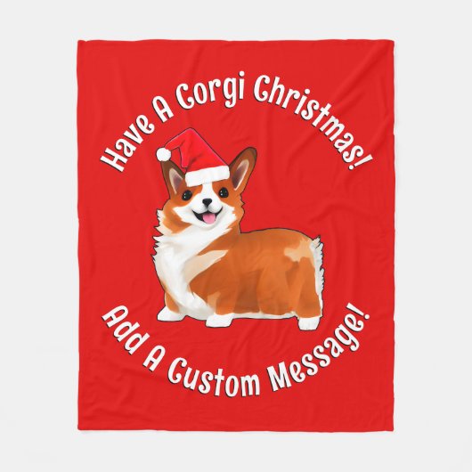 Kerstmis met Corgi Dog met Santa Hat Fleece Deken (Voorkant)