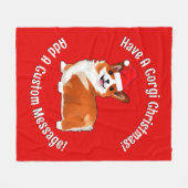 Kerstmis met Corgi Dog met Santa Hat Fleece Deken (Voorkant (Horizontaal))