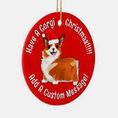 Kerstmis met Corgi Dog met Santa Hat Keramisch Ornament (Rechts)