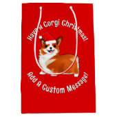 Kerstmis met Corgi Dog met Santa Hat Medium Cadeauzakje (Voorkant)