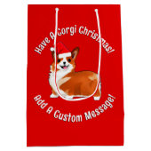 Kerstmis met Corgi Dog met Santa Hat Medium Cadeauzakje (Achterkant)