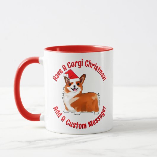 Kerstmis met Corgi Dog met Santa Hat Mok (Links)