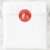 Kerstmis met Corgi Dog met Santa Hat Ronde Sticker (Tas)