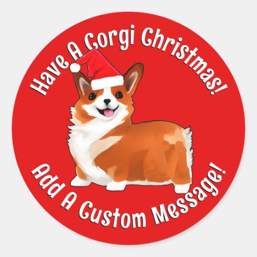 Kerstmis met Corgi Dog met Santa Hat Ronde Sticker (Voorkant)