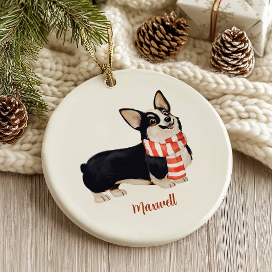Kerstmis met Corgi-hond Keramisch Ornament