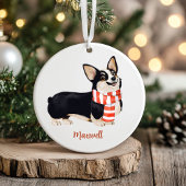 Kerstmis met Corgi-hond Keramisch Ornament