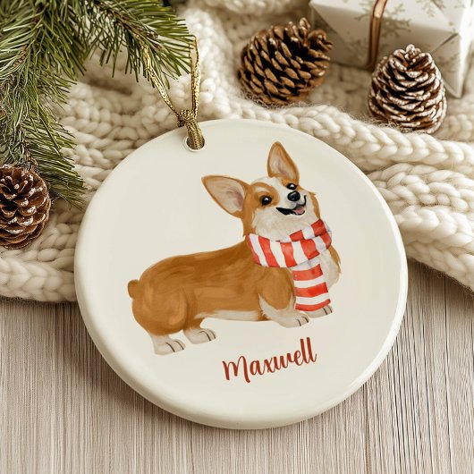 Kerstmis met Corgi-hond Keramisch Ornament