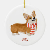 Kerstmis met Corgi-hond Keramisch Ornament (Achterkant)