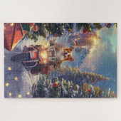 Kerstmis met Corgi-hond op motorfiets Legpuzzel (Horizontaal)