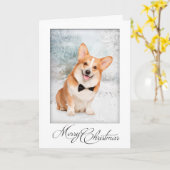 Kerstmis met Corgi Kaart (Gele Bloem)