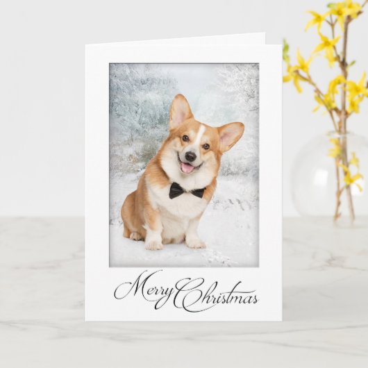 Kerstmis met Corgi Kaart (Gele Bloem)