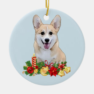 Kerstmis met Corgi met Cadeaus Keramisch Ornament