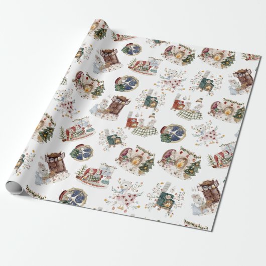 kerstmis met Cozy Little One op Home Gift Cadeaupapier (Uitgerold)