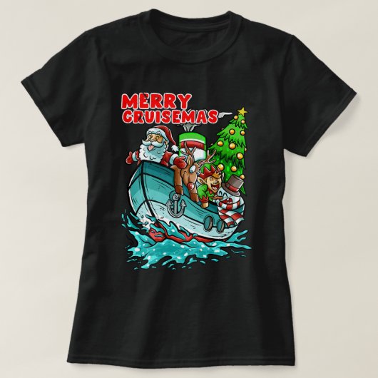 Kerstmis met cruisemas cruise Ship Santa Claus T-shirt (Design voorkant)