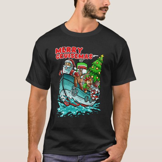 Kerstmis met cruisemas cruise Ship Santa Claus T-shirt (Voorkant)