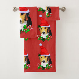 Kerstmis met Cute Beagle Bad Handdoek