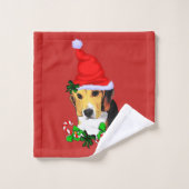 Kerstmis met Cute Beagle Bad Handdoek (Wasdoekje)