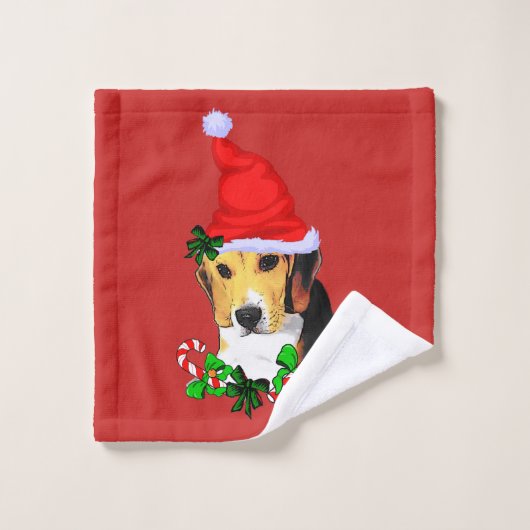 Kerstmis met Cute Beagle Bad Handdoek (Wasdoekje)