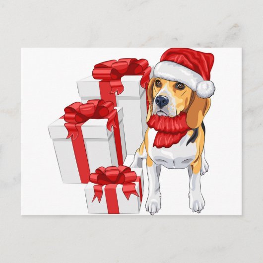 Kerstmis met Cute Beagle Briefkaart (Voorkant)