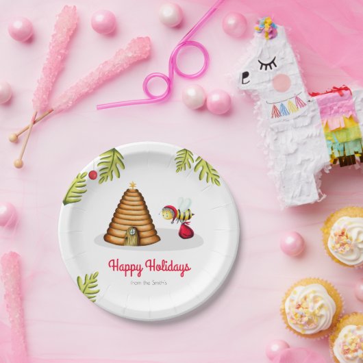 Kerstmis met Cute Bee Papieren Bordje (Feest)