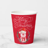 Kerstmis met Cute Funny Red Merry kerst Papieren Bekers (Voorkant)