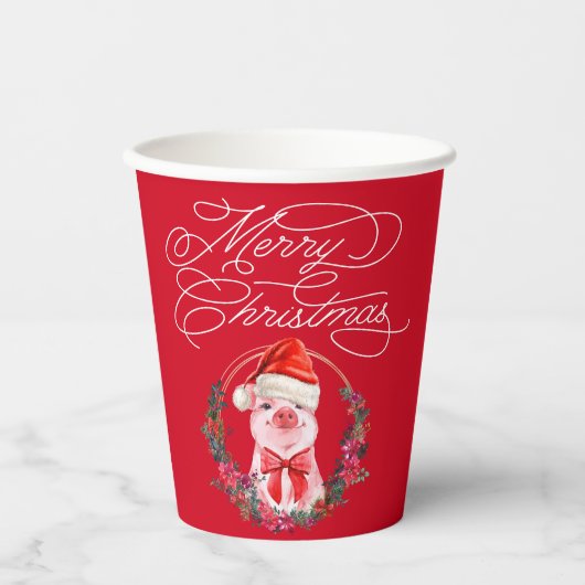 Kerstmis met Cute Funny Red Merry kerst Papieren Bekers (Voorkant)