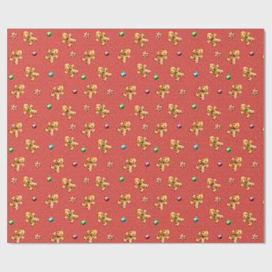 Kerstmis met Cute Gingerbrood Cadeaupapier (Vlak)