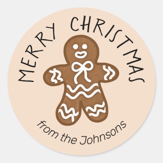Kerstmis met Cute Gingerbrood Ronde Sticker (Voorkant)