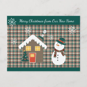Kerstmis met Cute Snowman New Home Aankondigingskaart