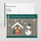 Kerstmis met Cute Snowman New Home Aankondigingskaart (Voorkant / Achterkant)