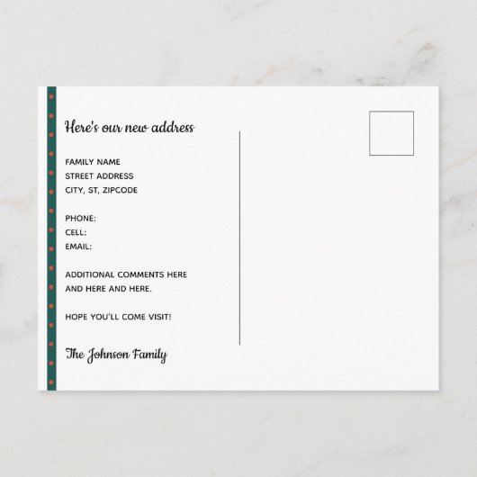 Kerstmis met Cute Snowman New Home Aankondigingskaart (Achterkant)