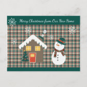 Kerstmis met Cute Snowman New Home Aankondigingskaart (Voorkant)