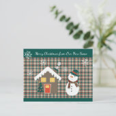 Kerstmis met Cute Snowman New Home Aankondigingskaart (Staand voorkant)